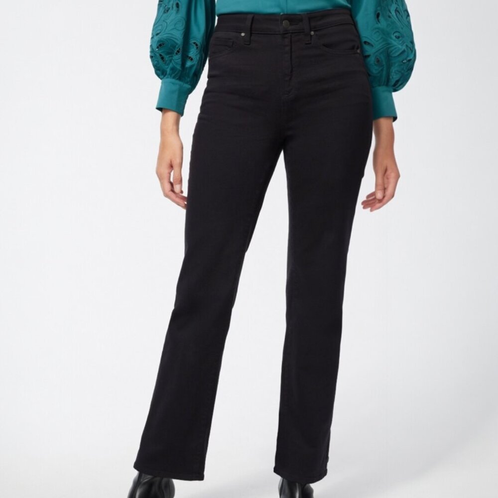 Chico's High Rise Straight Leg Black Denim Jeans Size 12